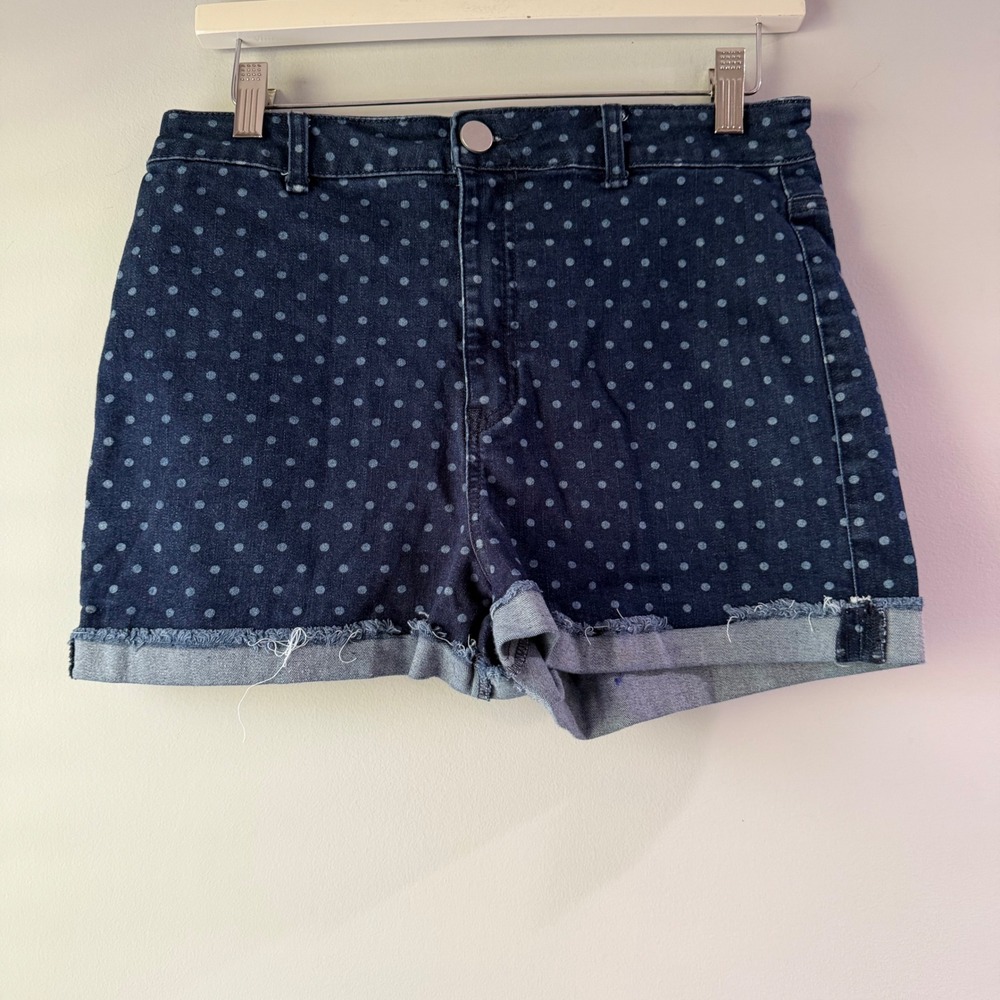 Altr'd State Denim Shorts Womens 9/29W Blue Good Polka Dot High Rise Frayed Hem
